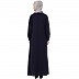 Front open abaya with white patch pocket- Navy Blue